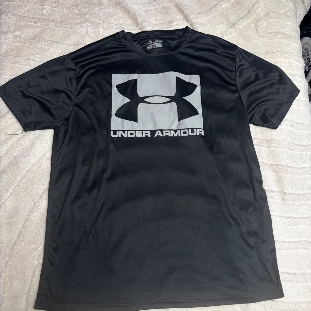 Under Armour Black Short-Sleeve Performance Tee with White Logo